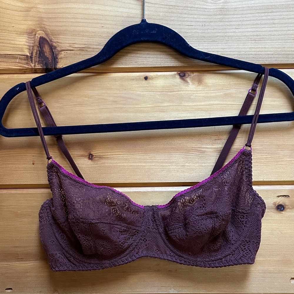 Free People Purple and Pink Lace Bralette 36D